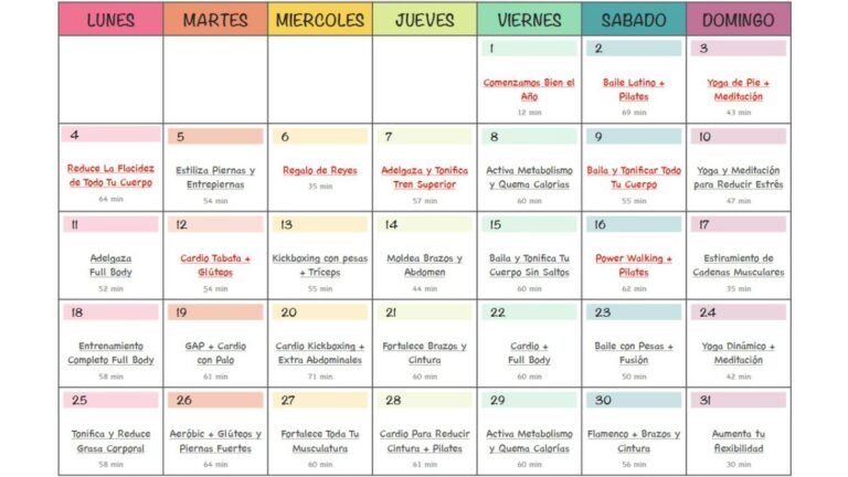 Transforma tu cuerpo en casa: calendario de ejercicios